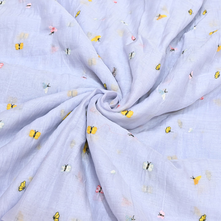 Mal Chanderi Thread Embroidery Fabric – Lightweight Elegant Designer Fabric- V2370C-02