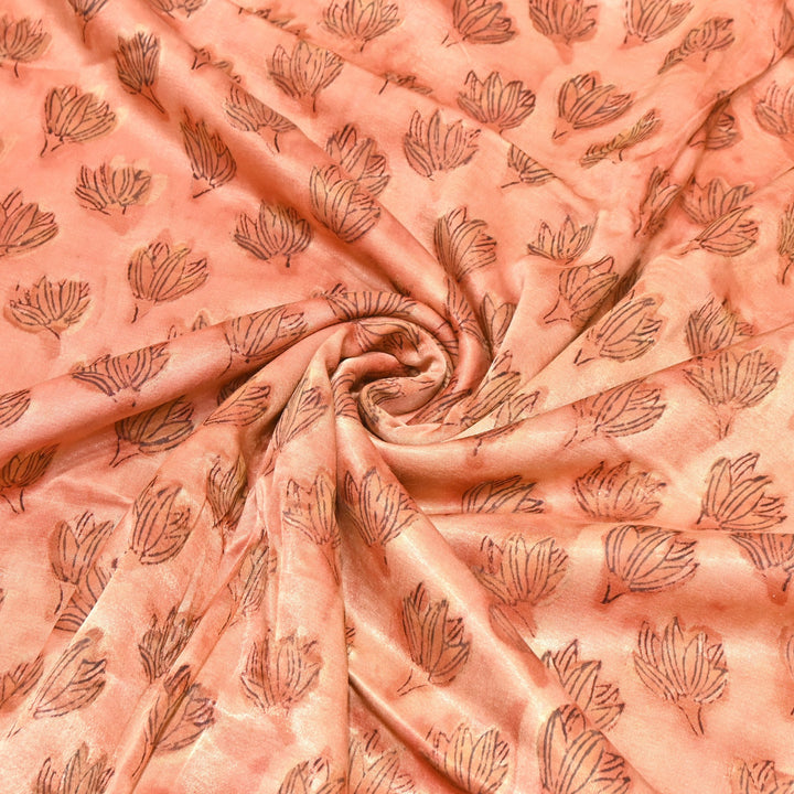 Mushrum Satin Vanaspati Print Fabric– Soft Luxury Designer Printed Fabric KK1217-1O