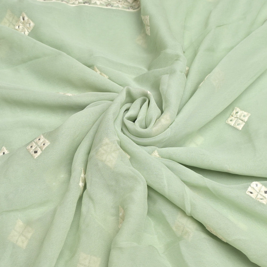 Viscose Georgette Mirror Embroidery Fabrics For Dupatta