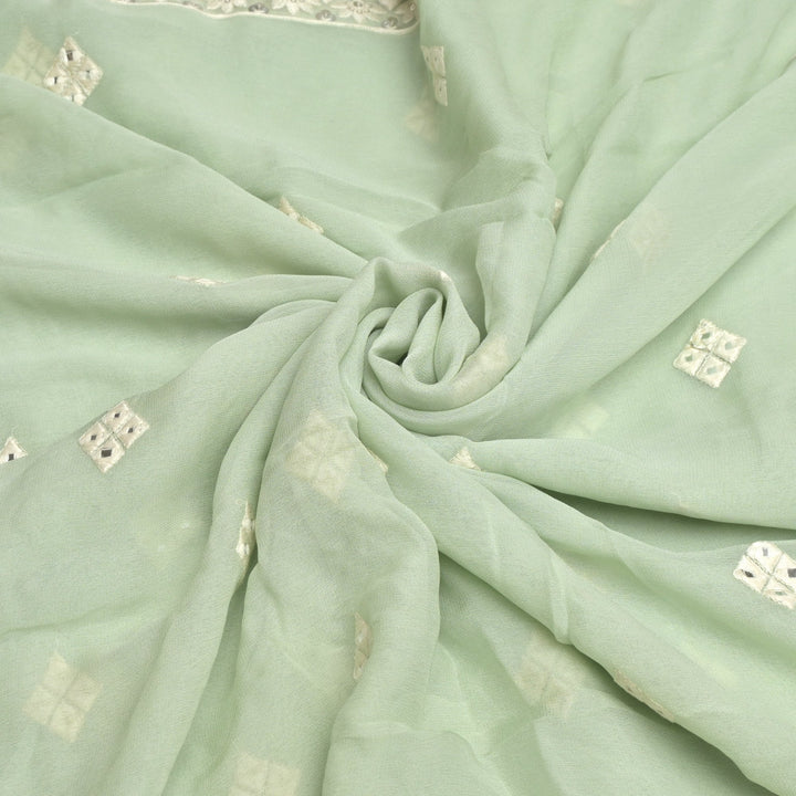 Viscose Georgette Mirror Embroidery Fabrics For Dupatta
