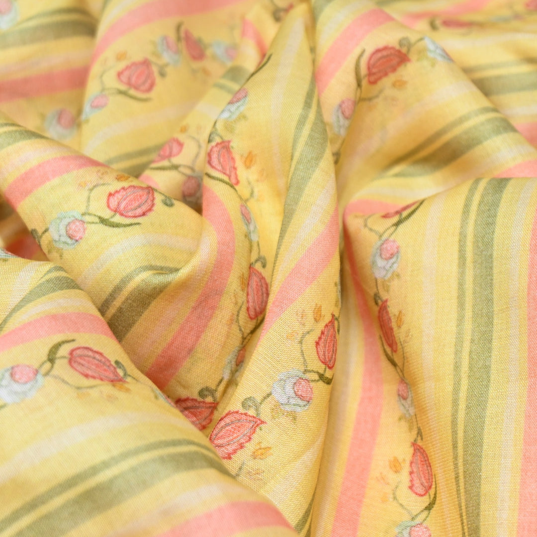Multi Color Mul Chanderi Digital Print Fabric GT0185-1