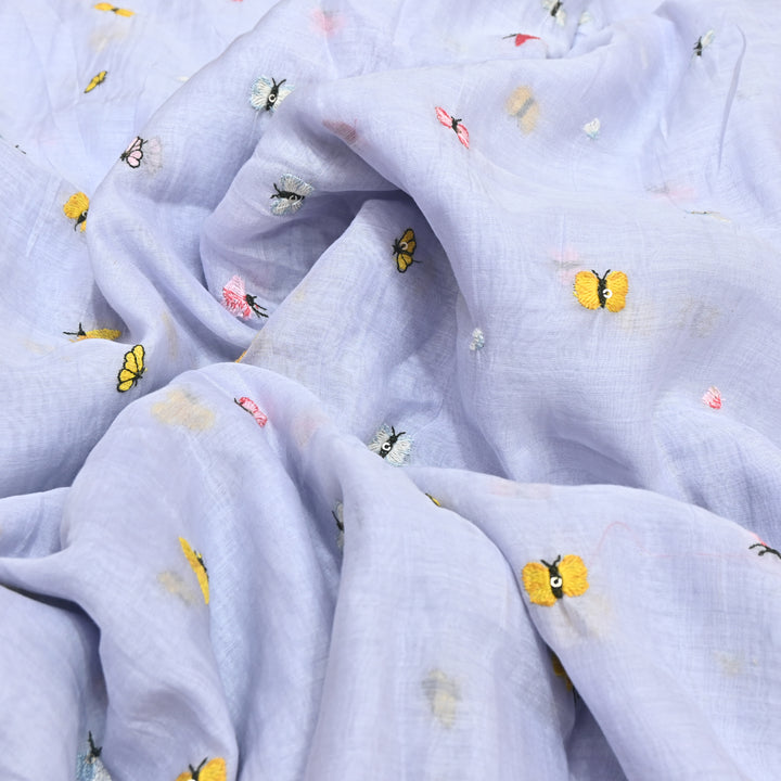 Mal Chanderi Thread Embroidery Fabric – Lightweight Elegant Designer Fabric- V2370C-02