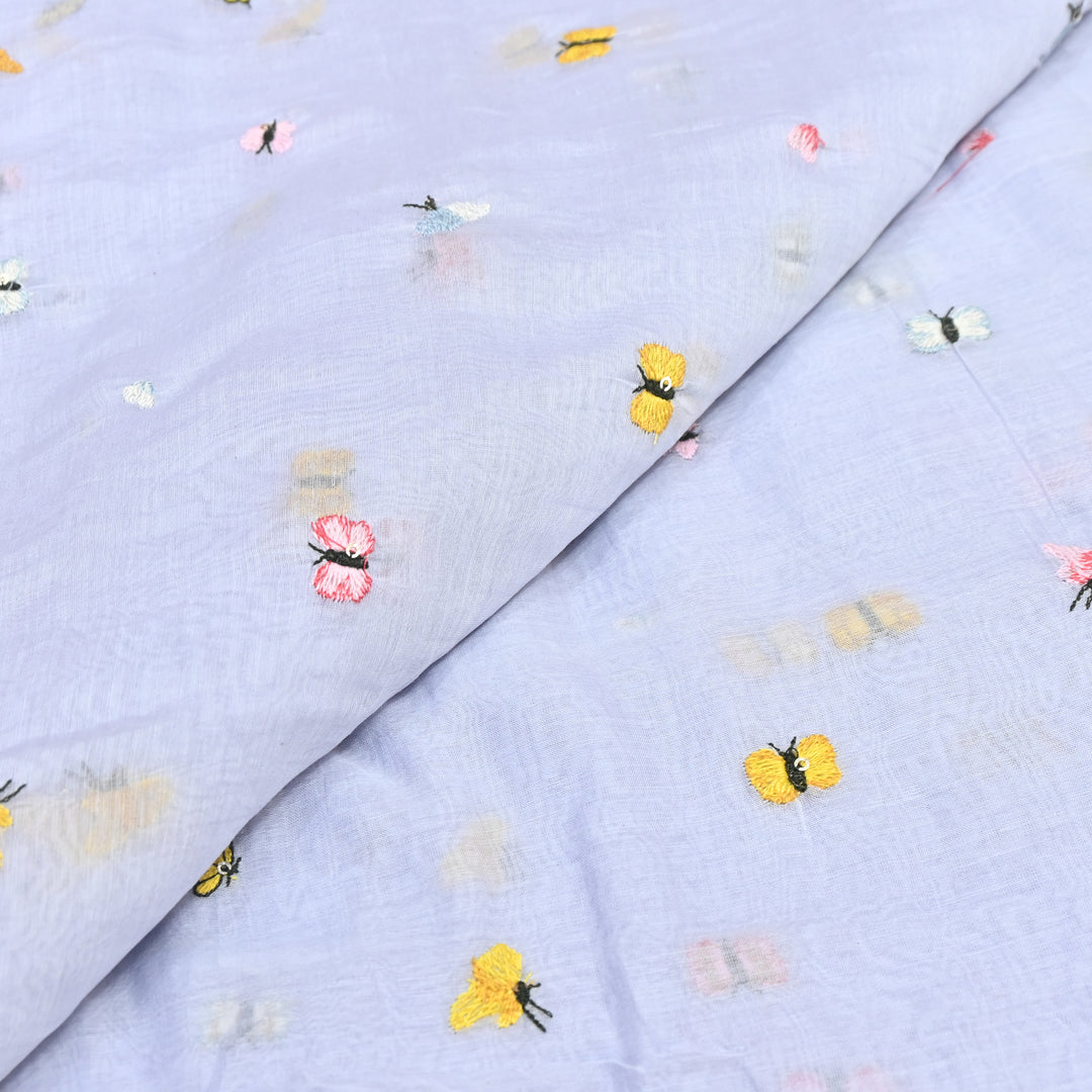 Mal Chanderi Thread Embroidery Fabric – Lightweight Elegant Designer Fabric- V2370C-02