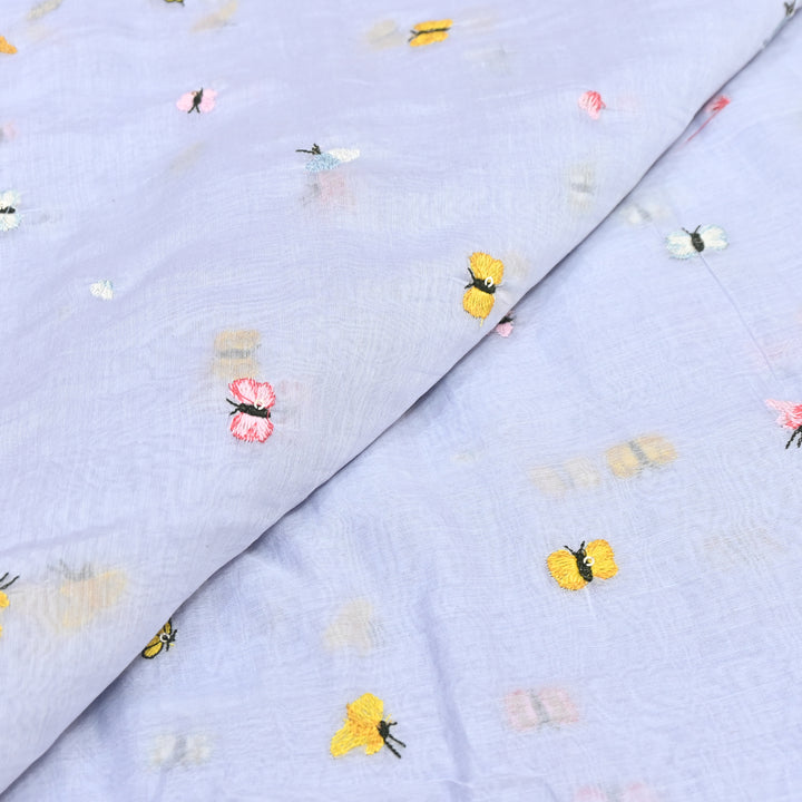 Mal Chanderi Thread Embroidery Fabric – Lightweight Elegant Designer Fabric- V2370C-02