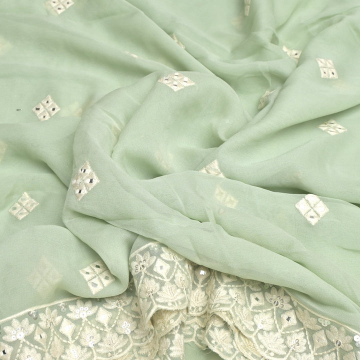 Viscose Georgette Mirror Embroidery Fabrics For Dupatta