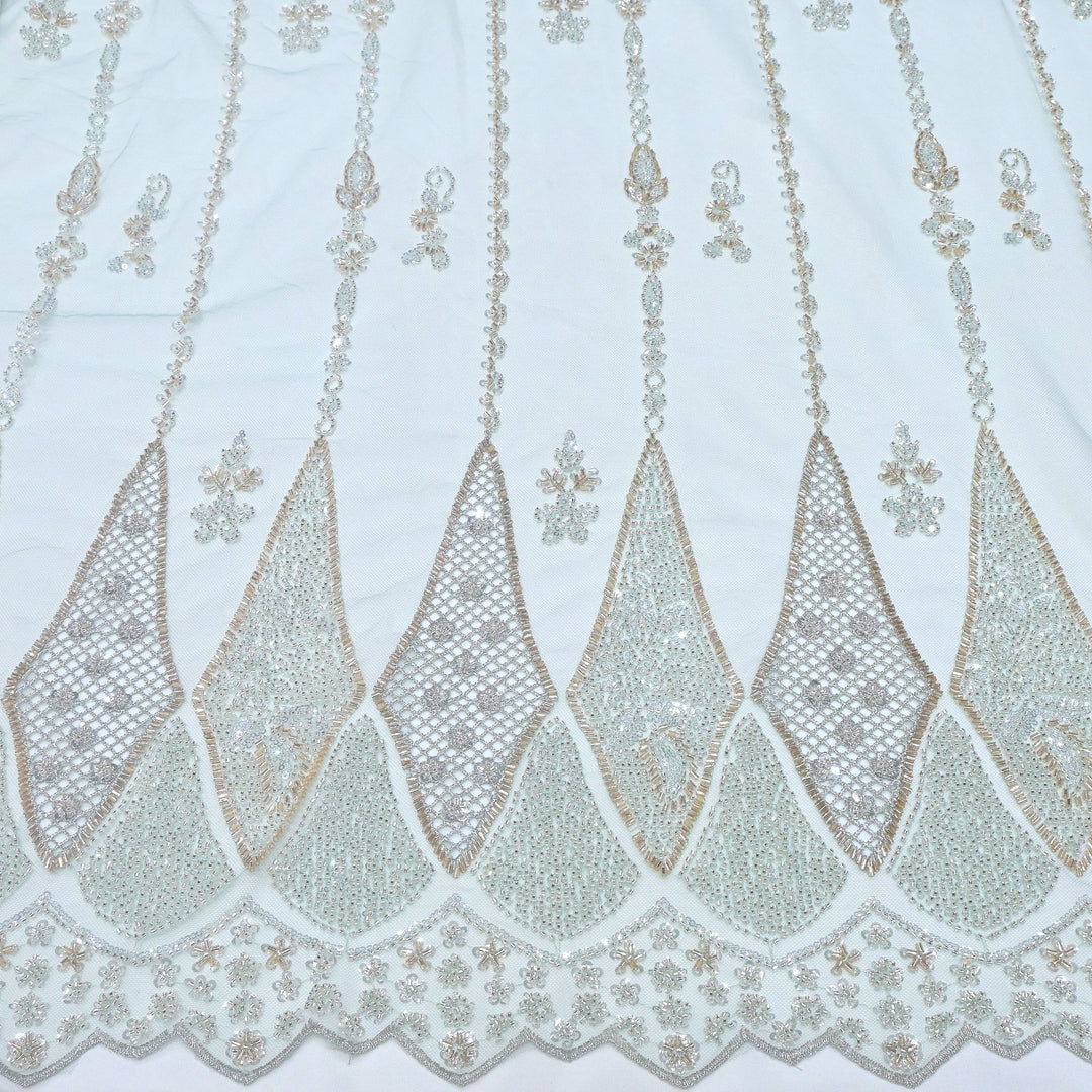 Imported Net Cutdana & Sequins Embroidery Fabric with Heavy Border