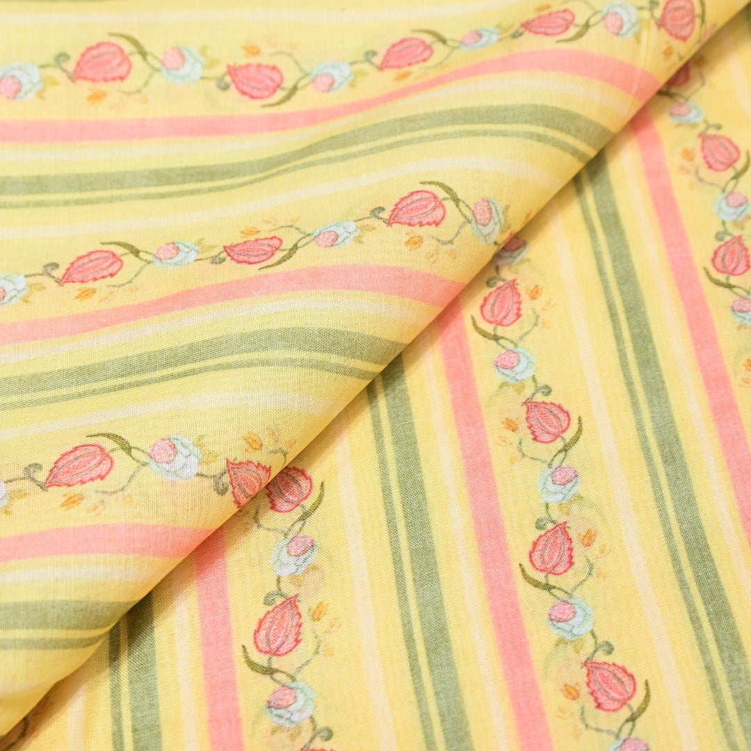 Multi Color Mul Chanderi Digital Print Fabric GT0185-1