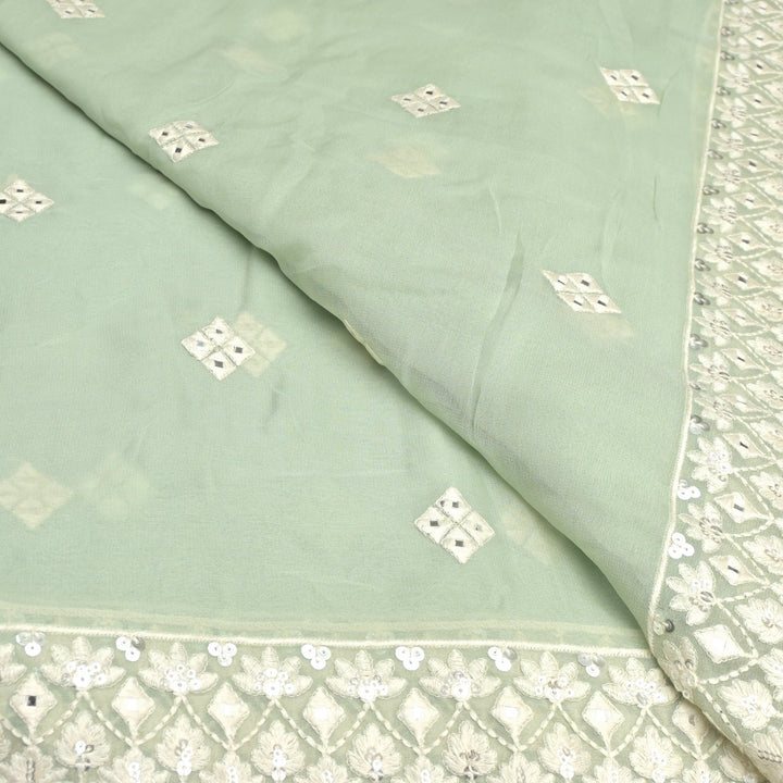 Viscose Georgette Mirror Embroidery Fabrics For Dupatta