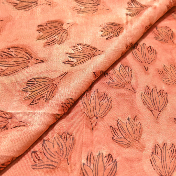 Mushrum Satin Vanaspati Print Fabric– Soft Luxury Designer Printed Fabric KK1217-1O
