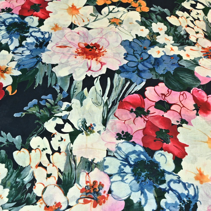 Designer Floral Cotton Digital Print Fabric-Soft Breathable Designer Cotton Fabric SNT165-9