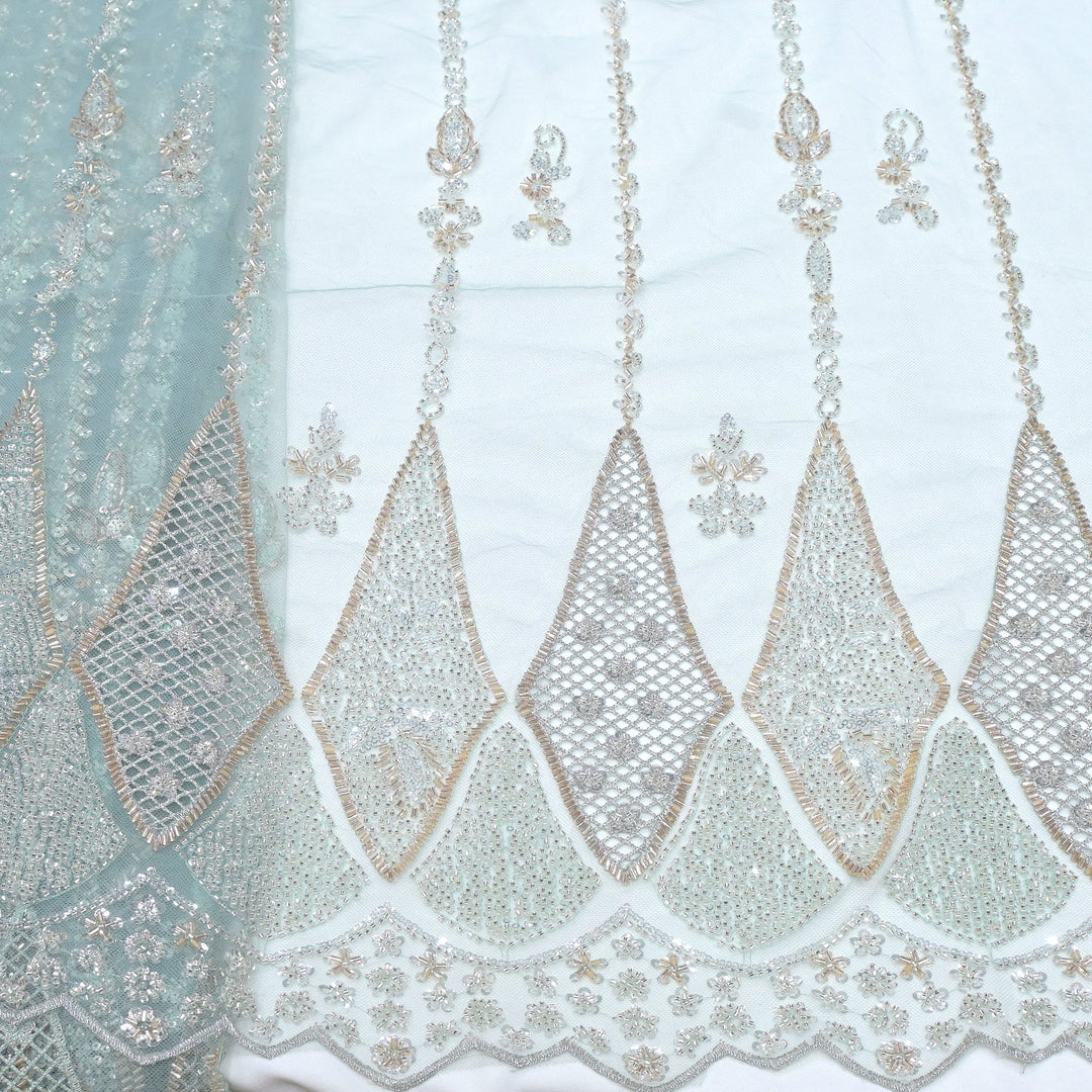 Imported Net Cutdana & Sequins Embroidery Fabric with Heavy Border