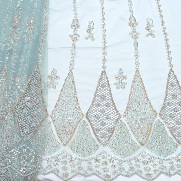 Imported Net Cutdana & Sequins Embroidery Fabric with Heavy Border
