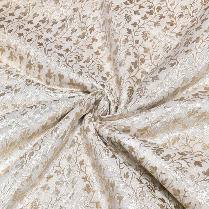 Banarasi Chanderi Gold Mat Zari Fabric – Premium Designer Ethnic Wear Fabric 000313-20