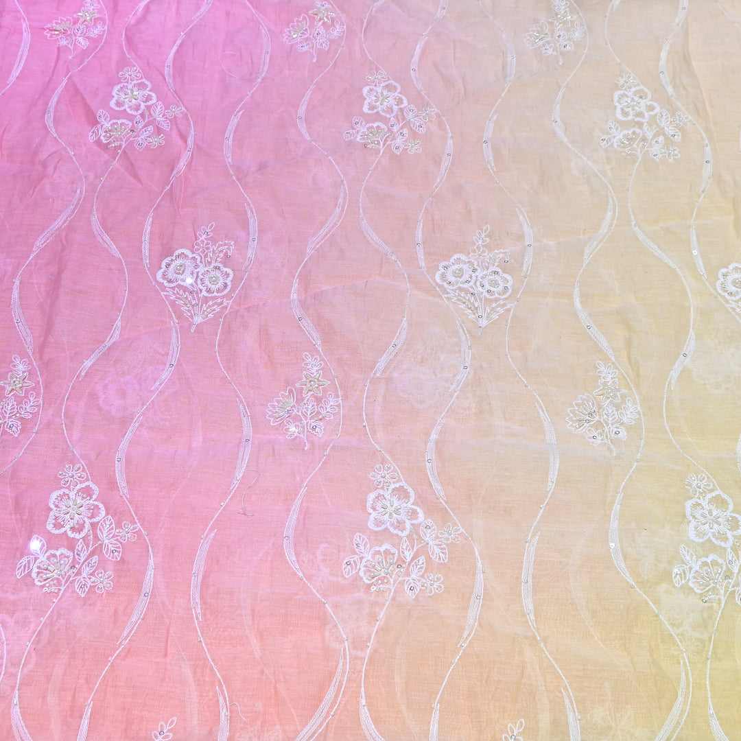 4D Shaded Mul Chanderi Embroidery Fabric - Designer Chanderi Fabrics-GP4036-1