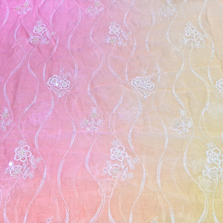 4D Shaded Mul Chanderi Embroidery Fabric - Designer Chanderi Fabrics-GP4036-1