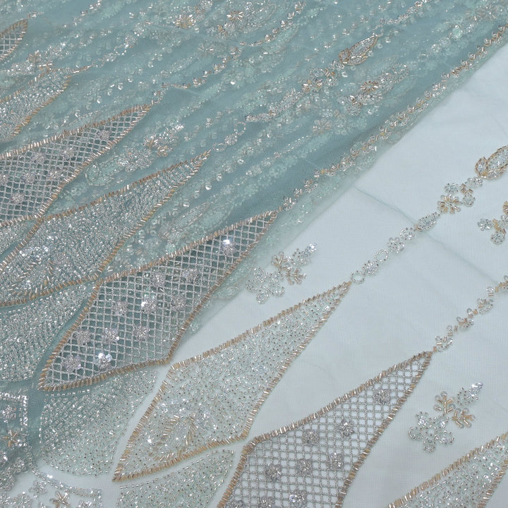 Imported Net Cutdana & Sequins Embroidery Fabric with Heavy Border