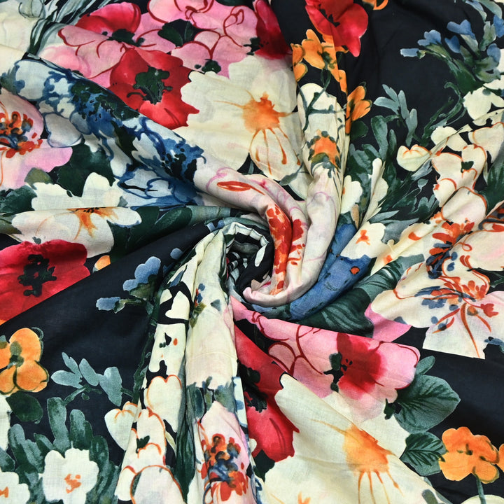 Designer Floral Cotton Digital Print Fabric-Soft Breathable Designer Cotton Fabric SNT165-9