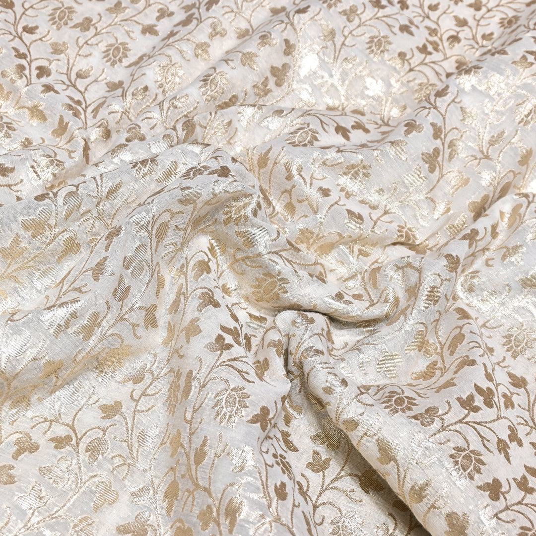 Banarasi Chanderi Gold Mat Zari Fabric – Premium Designer Ethnic Wear Fabric 000313-20