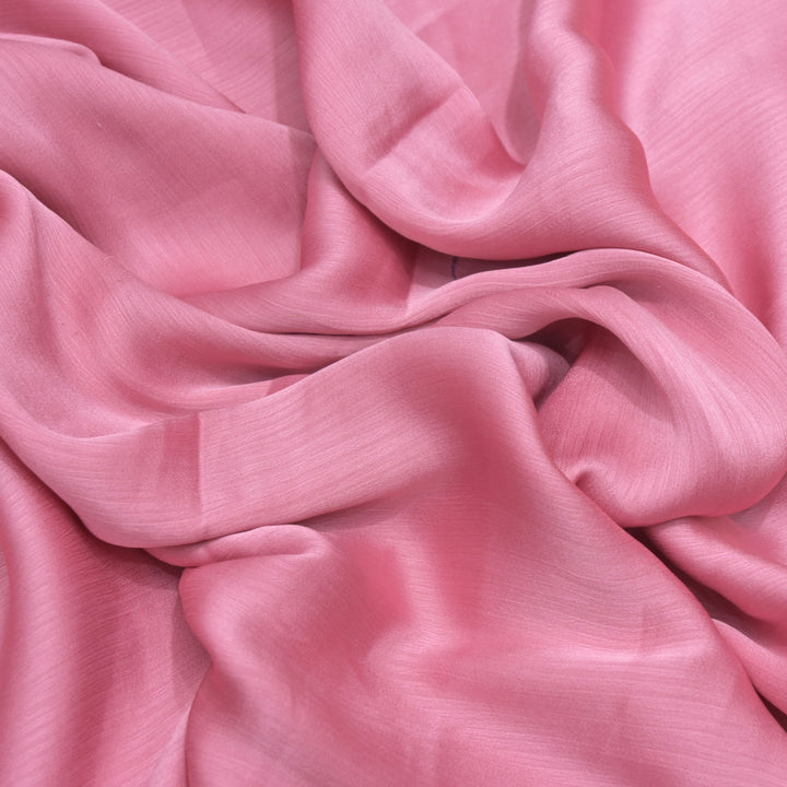 Dull Pink Colour Satin Chiffon Fabrics