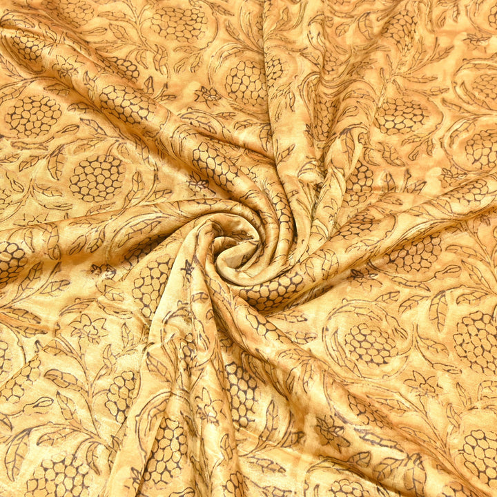 Mushrum Satin Vanaspati Print Fabric– Soft Luxury Designer Printed Fabric KK1217-1I