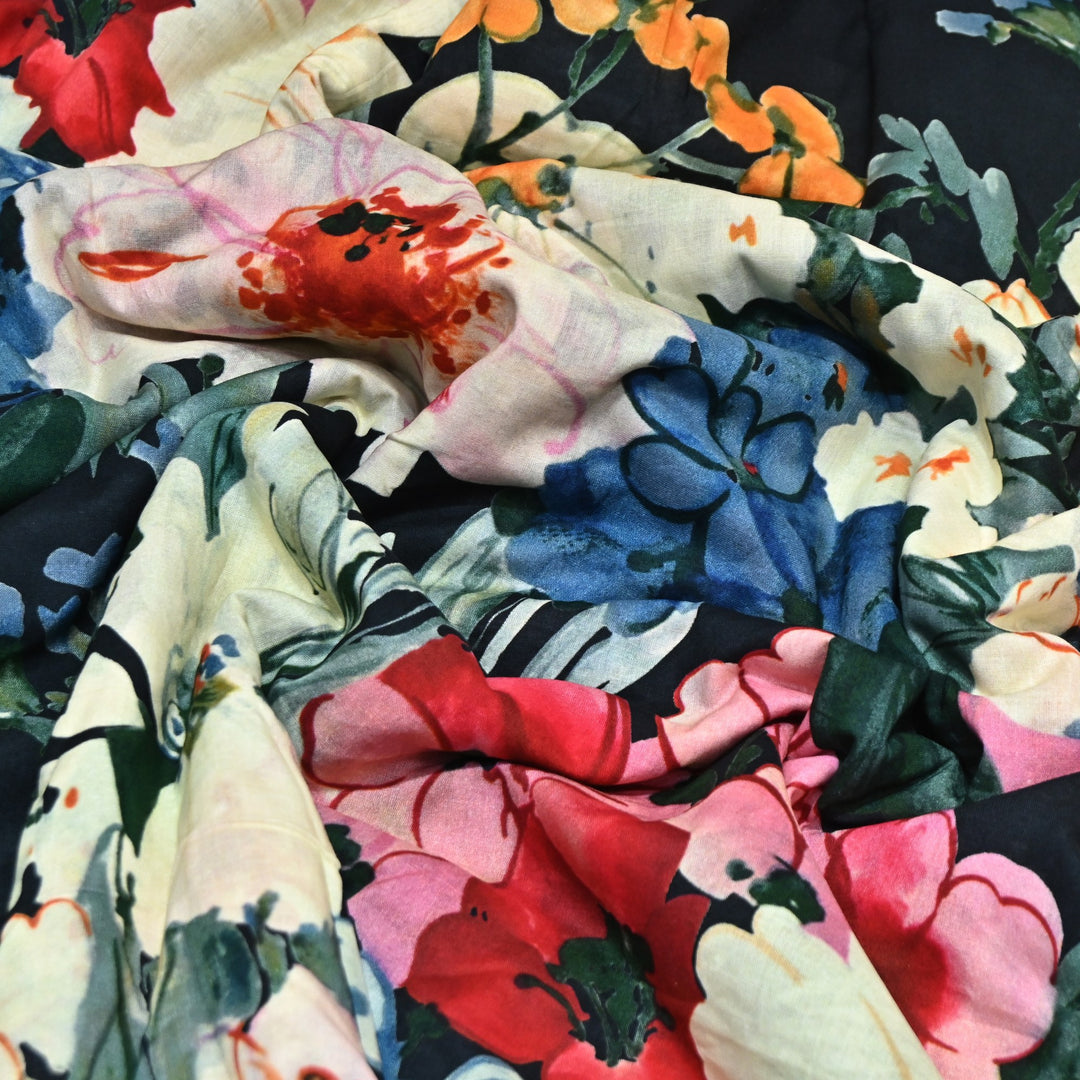 Designer Floral Cotton Digital Print Fabric-Soft Breathable Designer Cotton Fabric SNT165-9
