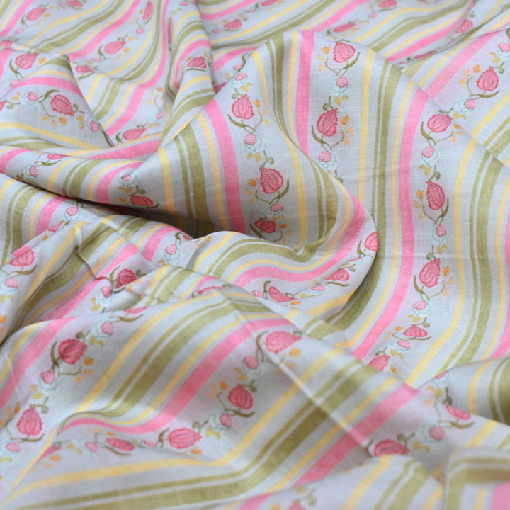 Multi Color Mul Chanderi Digital Print Fabric GT0185-2