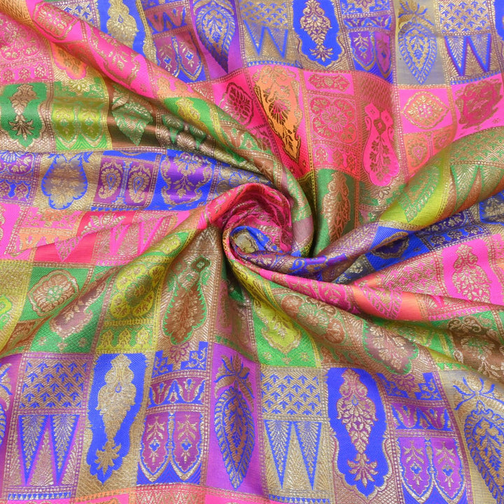 Multi Colour Rangoli Brocade Fabrics