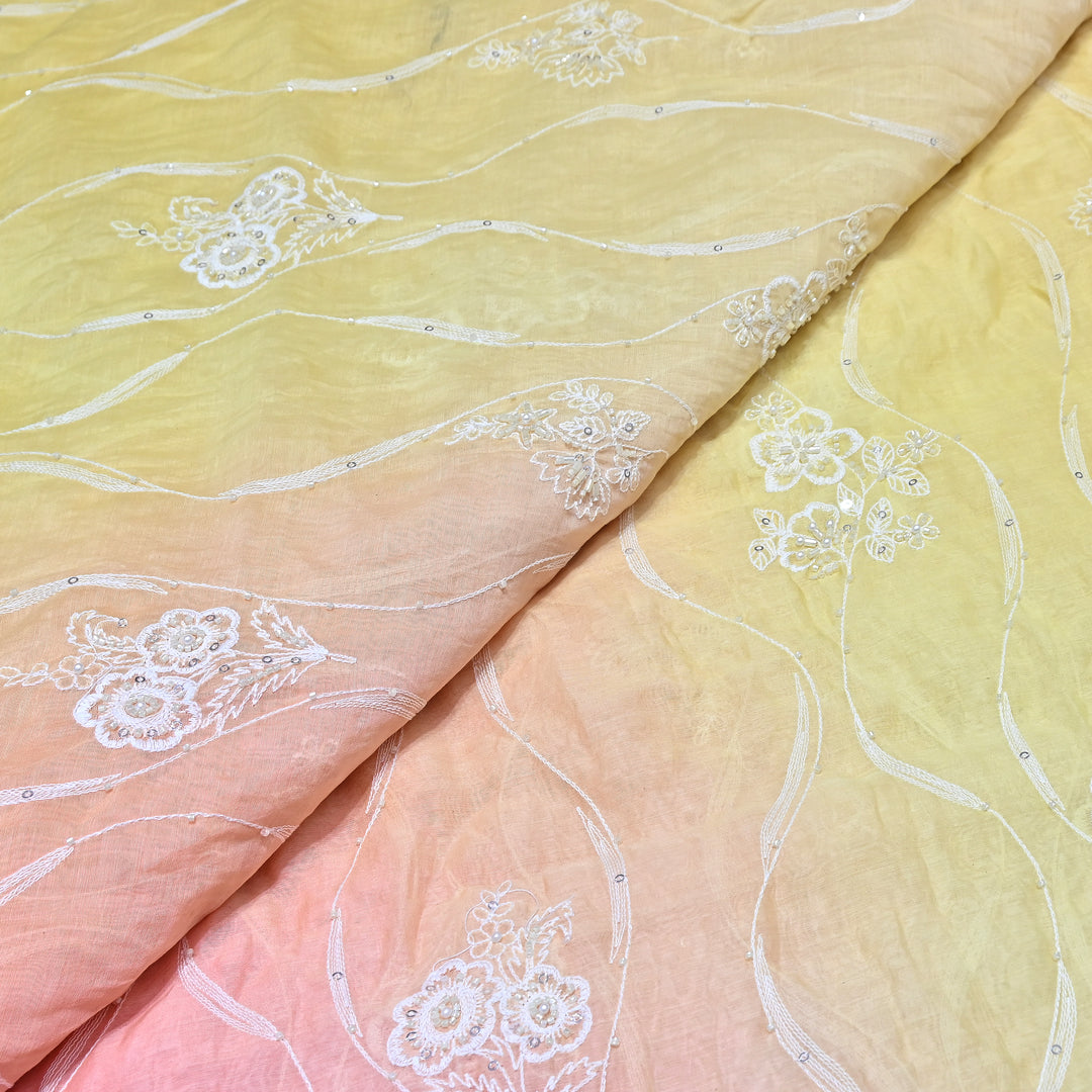 4D Shaded Mul Chanderi Embroidery Fabric - Designer Chanderi Fabrics-GP4036-1