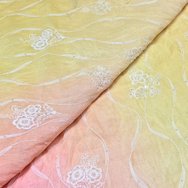 4D Shaded Mul Chanderi Embroidery Fabric - Designer Chanderi Fabrics-GP4036-1