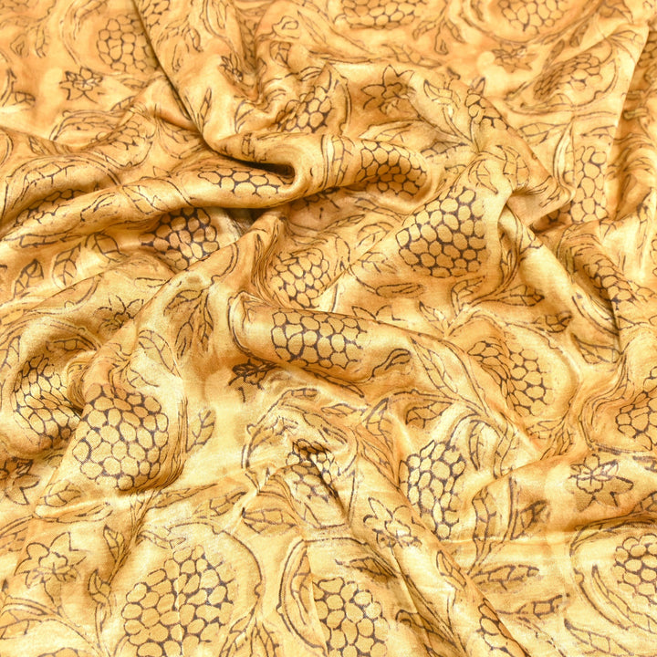 Mushrum Satin Vanaspati Print Fabric– Soft Luxury Designer Printed Fabric KK1217-1I