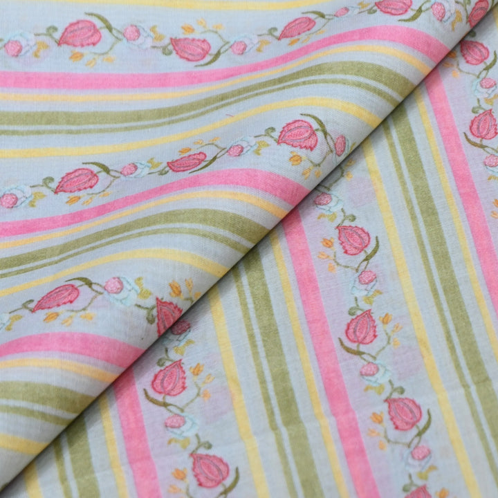 Multi Color Mul Chanderi Digital Print Fabric GT0185-2