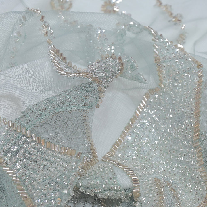 Imported Net Cutdana & Sequins Embroidery Fabric with Heavy Border