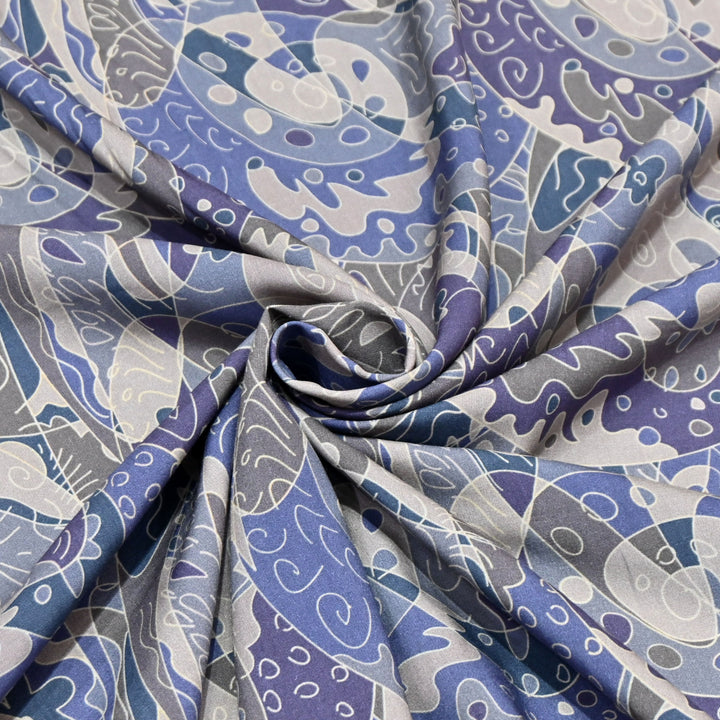 Off- White Omura Cotton Blue Abstract Print