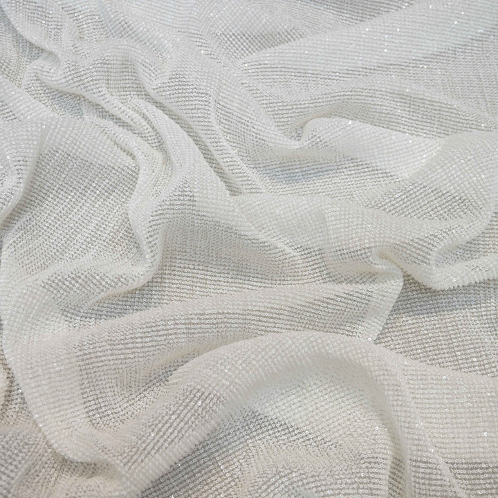 White Dubai Imported Net Fabric with Sequins Embroidery