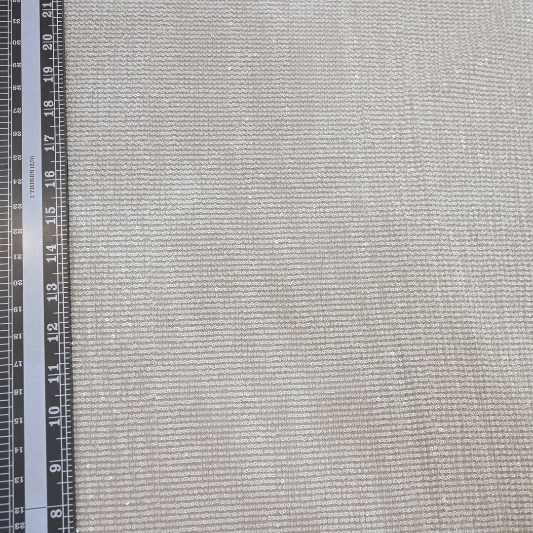 White Dubai Imported Net Fabric with Sequins Embroidery