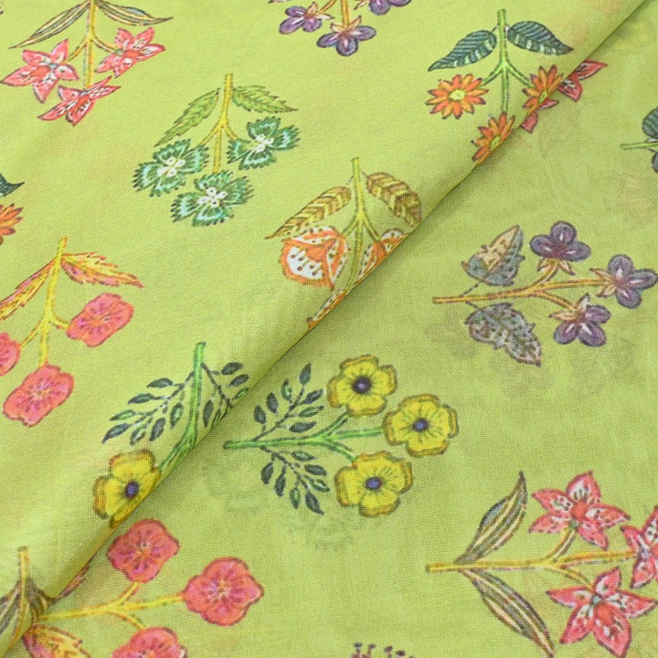 Medium Spring Bud Color Silk Chanderi Digital Print Fabrics