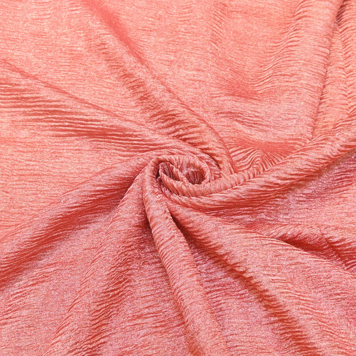 Light Coral Premium Designer Dyed Crush Tissue Fabric with Glossy Finish