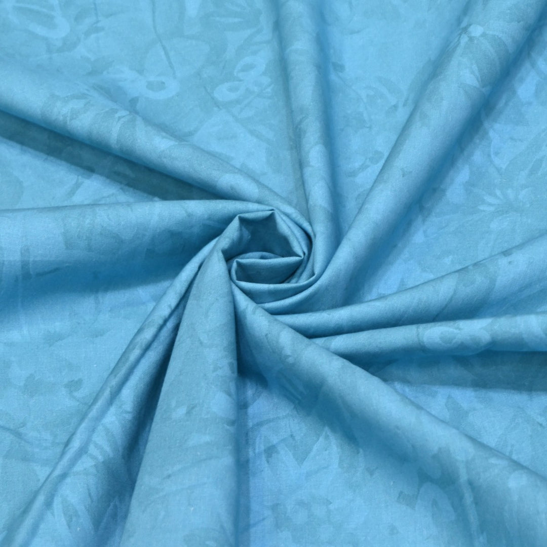 Denim Blue Color Cotton Digital Print Fabric -Soft Breathable Printed Cotton Fabric-DA1124-2