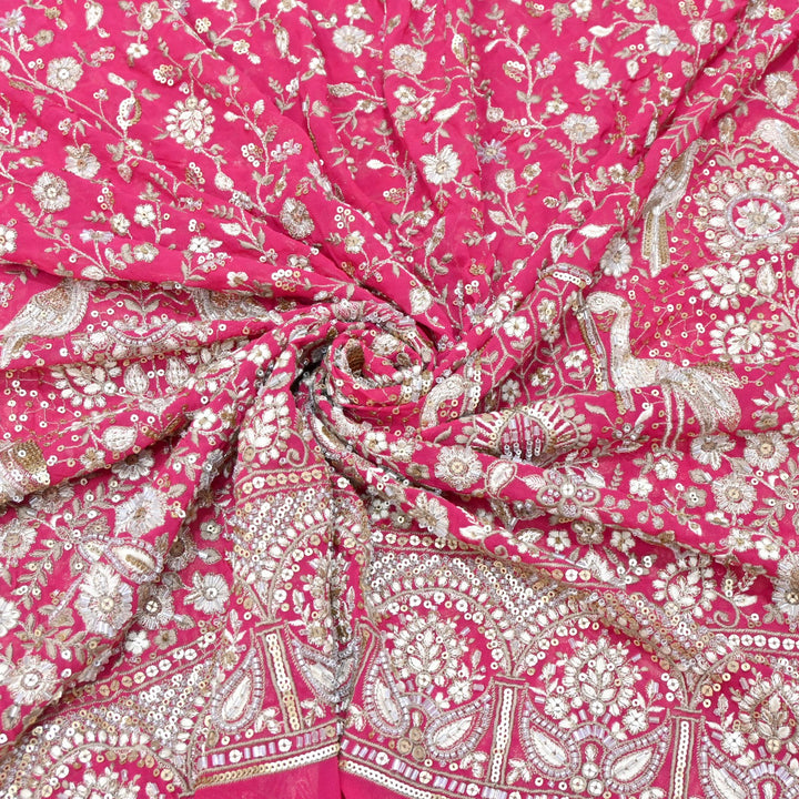 Dyed Viscose Georgette Zari Sequins Embroidery Fabrics