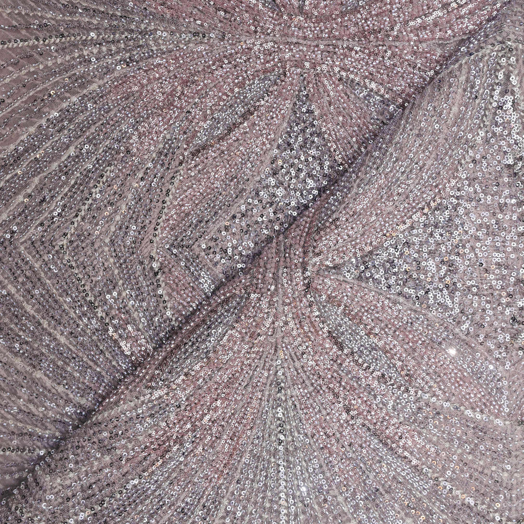 Mauve Taupe Net Imported Embroidery Fabric.| 025-540