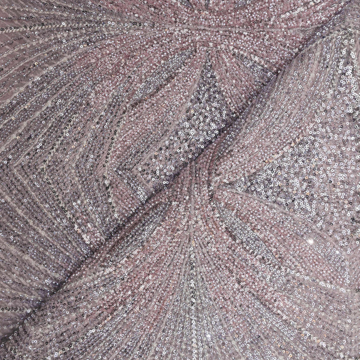 Mauve Taupe Net Imported Embroidery Fabric.| 025-540
