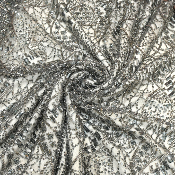 Imported Net Cutdana With Sequins Handwork Embroidery Fabrics