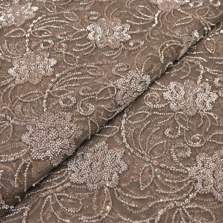 Imported Net Cutdana With Sequins Handwork Embroidery Fabrics