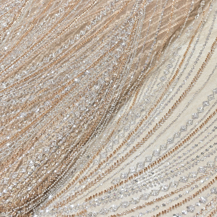 Luxury Imported Heavy Cut Dana & Sequins Embroidered Net Fabric– PCouture Designer Fabric 594343-1