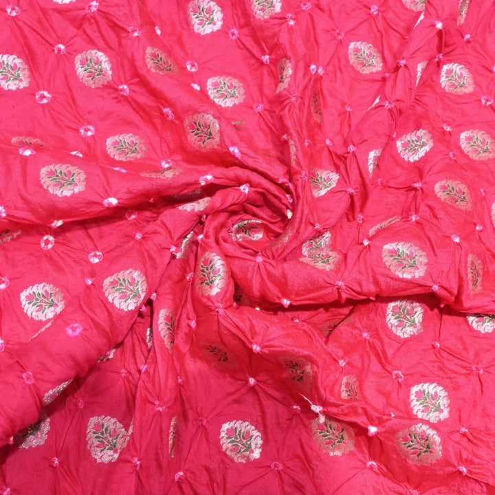 Pure Chiniya Silk Zari And Hand Bandhani Fabrics