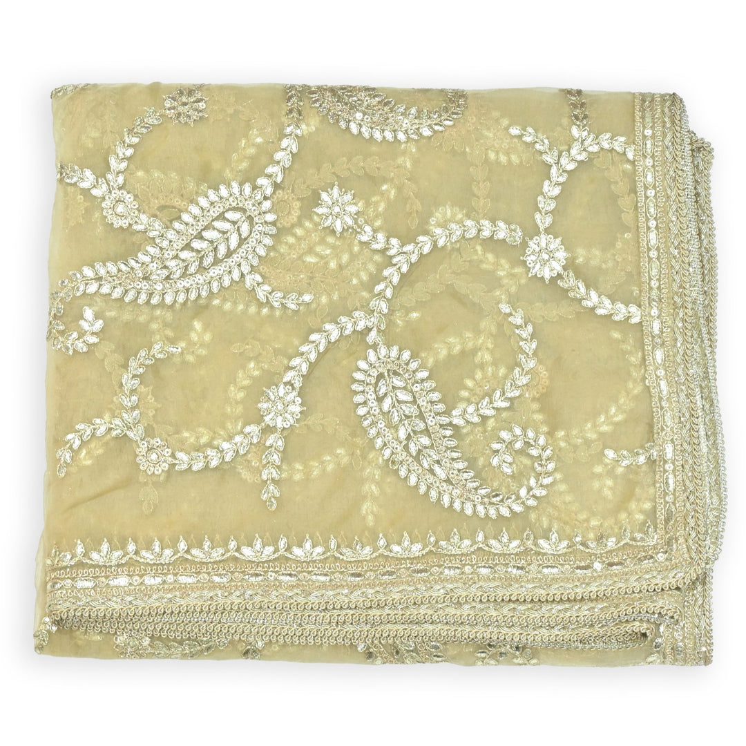 Organza Zari Foil Sequins Embroidery Dupatta