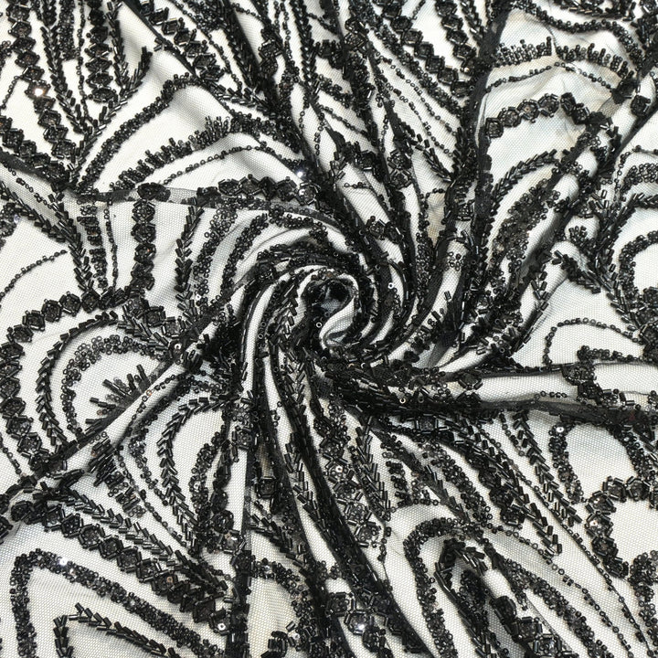 Imported Net Cutdana With Sequins Handwork Embroidery Fabrics