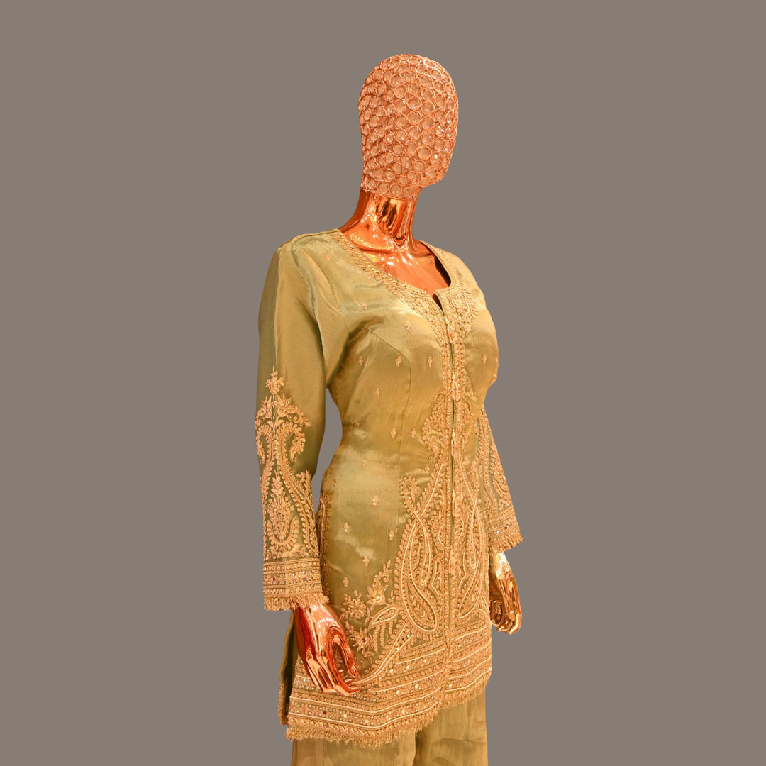 Mint Green Embroidered Sharara Set