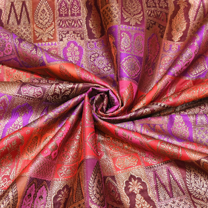 Multi Rangoli Brocade Fabric – Premium Zari Woven Designer Brocade Fabric 001006-A25