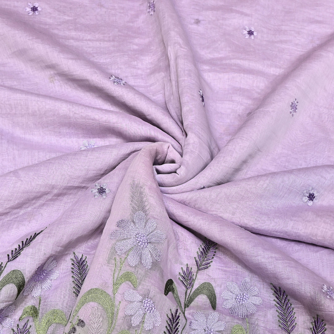Mul Chanderi Floral Thread Embroidery Fabric – Soft Breathable Designer Fabric- V1659C-3